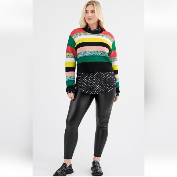 CAbi Sweaters - CAbi Pop Crop Pullover Multi-stripe Sweater Medium Nwt New M
